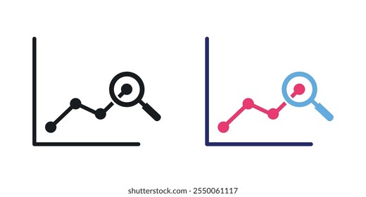 Ícone de previsão de mercado definido na versão em preto e colorido