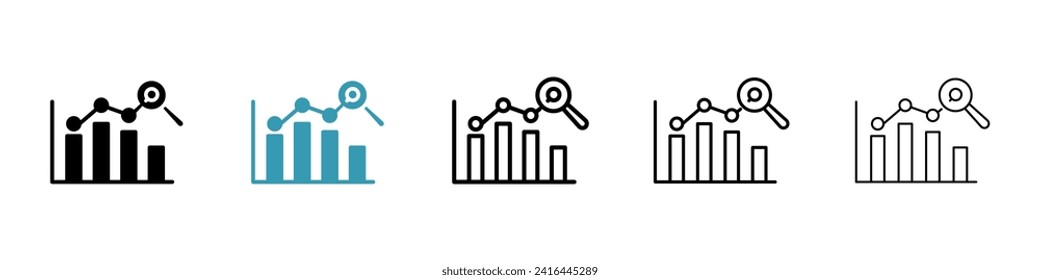 Market Prediction Vector Icon Set. Graph statistics forecast for predict margin and risk analysis vector symbol for Ui Designs.