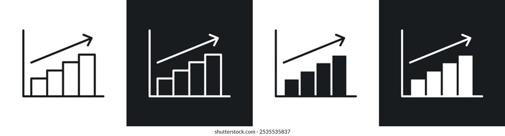 Ícone do vetor de previsão de mercado definido em preto e branco. Ilustração de EPS 10