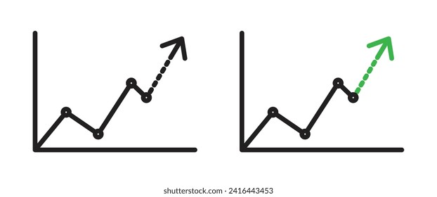 Market Prediction Vector Illustration Set. Graph statistics forecast for predict margin and risk analysis sign in suitable for apps and websites UI design style.