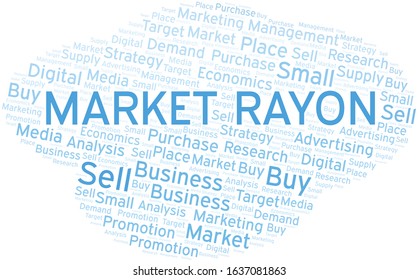 Market Rayon word cloud. Vector made with text only.