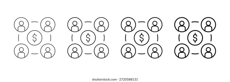 Market Reach Icons Vector Set In Different Stroke Line Style