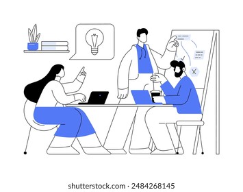 Market research abstract concept vector illustration. Group of diverse colleagues analyzing competitors, develop business strategy, startup funding, finance, raising money abstract metaphor.