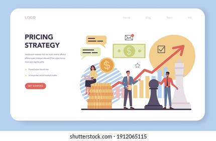 Market research and analysis. Marketing strategy and communucation through media. Company pricing strategy. Isolated flat vector illustration
