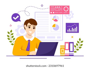 Market Research and Analysis Vector Illustration with Team Management and Analytics for Making Data Statistics in Flat Cartoon Hand Drawn Templates
