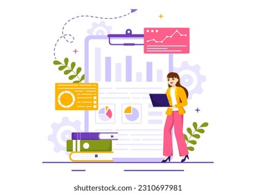Market Research and Analysis Vector Illustration with Team Management and Analytics for Making Data Statistics in Flat Cartoon Hand Drawn Templates