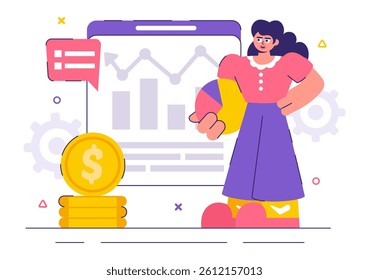 Market Research and Analysis Vector Illustration with Team Management and Analytics for Creating Data Statistics in a Flat Style Cartoon Background