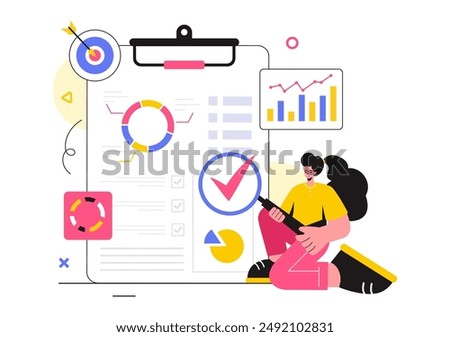 Market Research and Analysis Vector Illustration with Team Management and Analytics for Creating Data Statistics in a Flat Style Cartoon Background