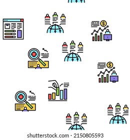 Market Research And Analysis Vector Seamless Pattern Thin Line Illustration
