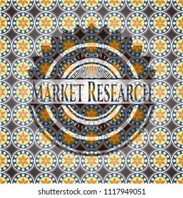 Market Research arabesque emblem background. arabic decoration.