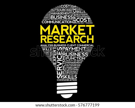 Market Research bulb word cloud, business concept