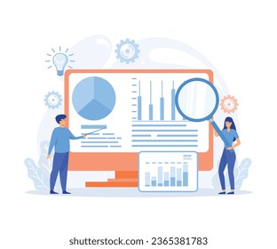 market research concept,  business analysis, project management,  flat vector modern illustration 