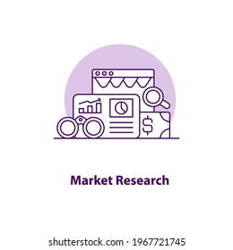 Market research creative UI concept icon. Statistics analyzing. Audit abstract illustration. Marketing analysis. Isolated vector art for UX. Color graphic design element