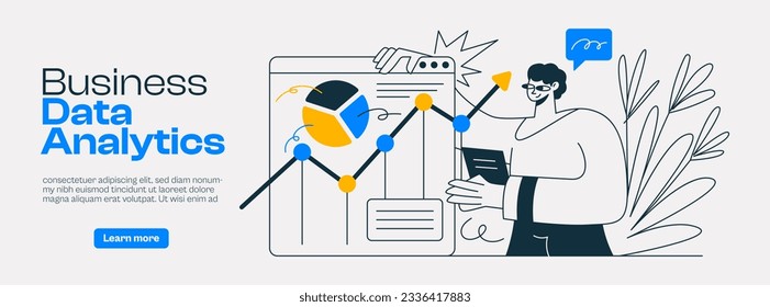 Market research data analysis, analyze business data or financial report, SEO analytics or profit and earning concept. Vector illustration