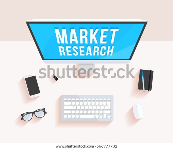 Market Research Desktop Computer Stock Vector Royalty Free 566977732