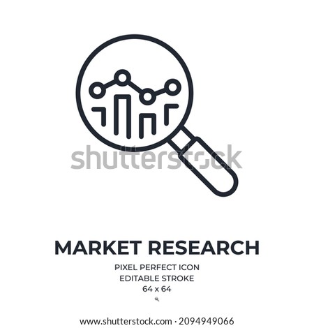 Market research editable stroke outline icon isolated on white background flat vector illustration. Pixel perfect. 64 x 64.