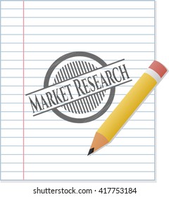 Market Research emblem draw with pencil effect