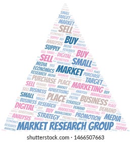 Market Research Group word cloud. Vector made with text only
