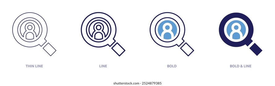 Market research icon in 4 different styles. Thin Line, Line, Bold, and Bold Line. Duotone style. Editable stroke.