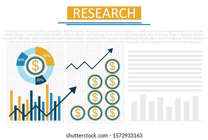 Market Research Icon. Analytics and data analysis with graphs and charts