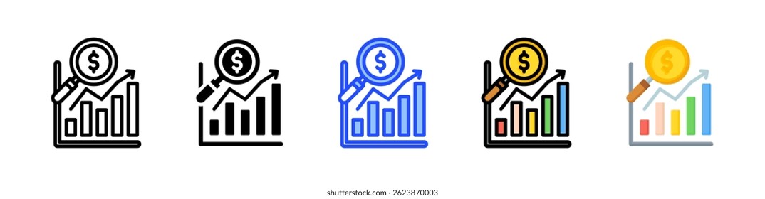 Colección de iconos de investigación de mercado con varios estilos