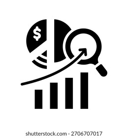 Ilustración vectorial de glifo de icono de investigación de mercado