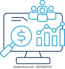 Market Research Icon Line Color Vector Illustration