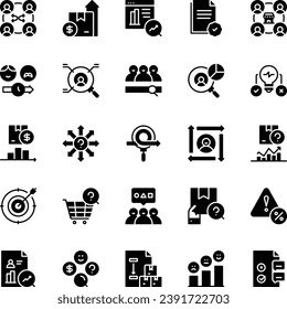 Marktforschung Icon gesetzt Markt, Forschung, Daten, Produkt, Ziel, Sammlung. Vektorgrafik