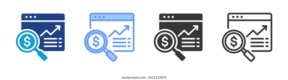 Market Research icon set multiple style collection