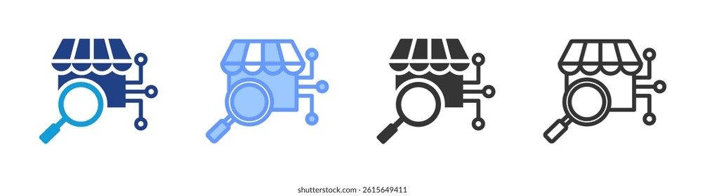 Market Research icon set multiple style collection