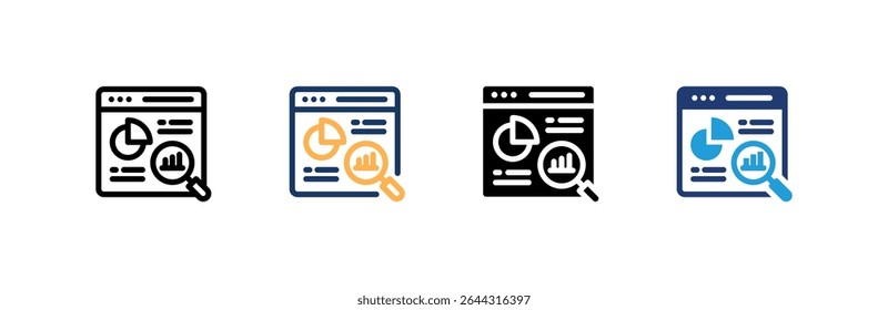 Market Research icon set multiple style collection. Vector illustration.