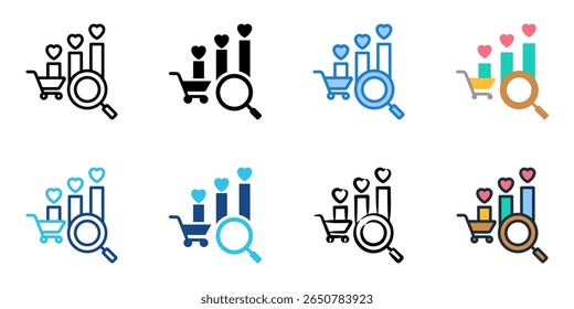 Market research icon set multiple style collection 
