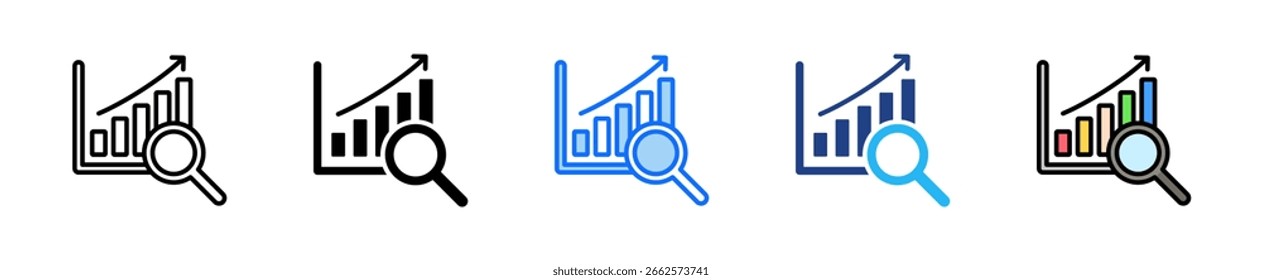 Coleção de estilos múltiplos do conjunto de ícones de pesquisa de mercado