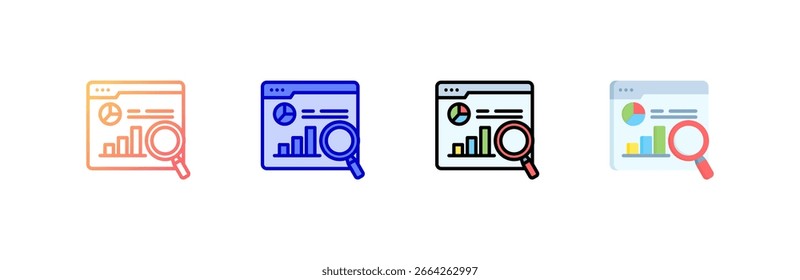 Market Research icon set multiple style collection