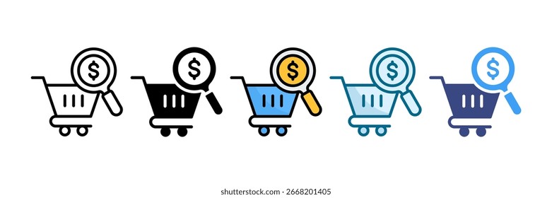 Coleção de estilos múltiplos do conjunto de ícones de pesquisa de mercado