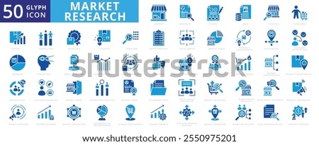 Market research icon set of segment, demand, survey, competitor, customer, data, perception, awareness, dynamic, analysis, entry, consumer, strategy, business, innovation, target, growth, branding