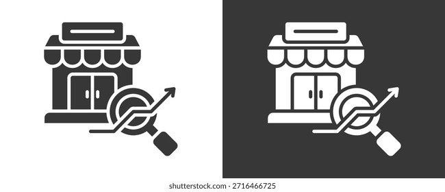 Market Research Icon Set Vetor Collection Isolado Em Preto E Branco