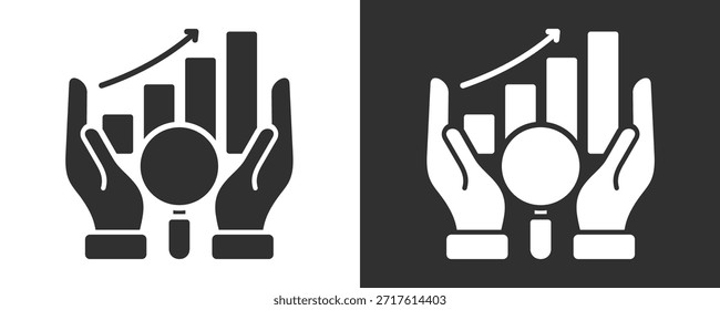 Colección De Vector Del Conjunto Del Icono De La Investigación De Mercado Aislada En Blanco Y Negro