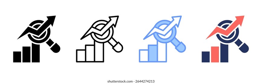 Coleção de estilos múltiplos de folha de ícone do Market Research