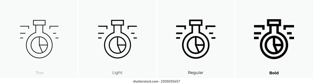 Marktforschungs-Symbol. Dünnes, helles Design im regulären und kühlen Stil, einzeln auf weißem Hintergrund