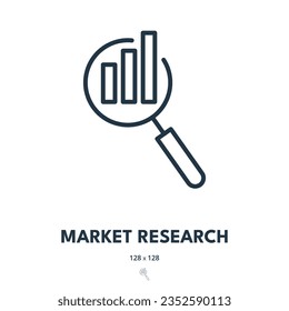 Icono de Investigación de Mercado. Tendencias de Mercado, Análisis Competitivo, Público Objetivo. Stroke editable. Icono de vector simple