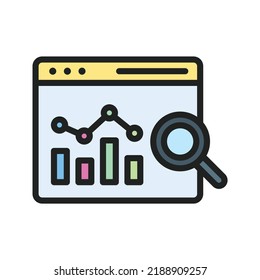 Imagen vectorial de icono de Market Research. También se puede utilizar para la optimización de motores de búsqueda. Adecuado para aplicaciones móviles, aplicaciones web y medios impresos.