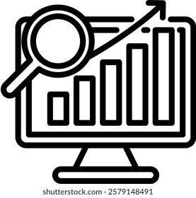 Market Research Lineal Icon On White Background.