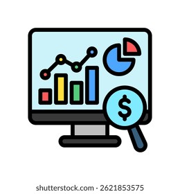 Market Research lineal multi color icon, use for UI, UX, app and web development, digital or print. for industry, education, business, finance, economic development theme.