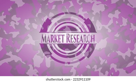 Market Research pink camo emblem. Vector Illustration. Detailed. 