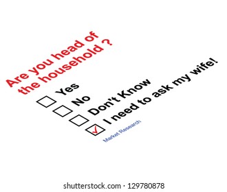 Market research questionnaire asking head of household