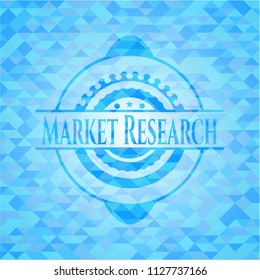 Market Research sky blue emblem with mosaic ecological style background