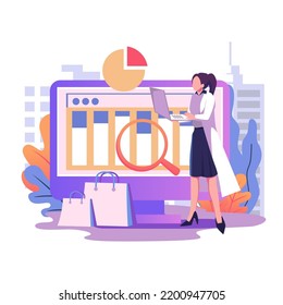 Market research studies flat style illustration design