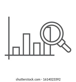 Market Research Thin Line Icon, Business And Strategy, Graph Sign, Vector Graphics, A Linear Pattern On A White Background, Eps 10