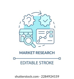 Market research turquoise concept icon. Predict tendencies. Causal studying example abstract idea thin line illustration. Isolated outline drawing. Editable stroke. Arial, Myriad Pro-Bold fonts used